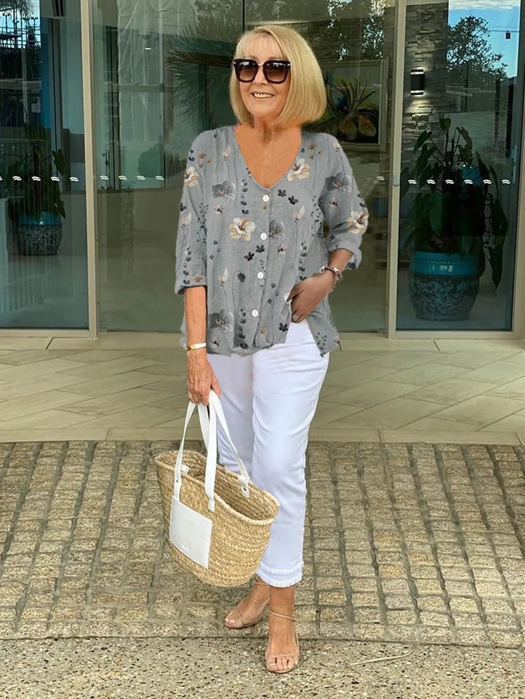 Evelyn | Floral Button Tunic Top