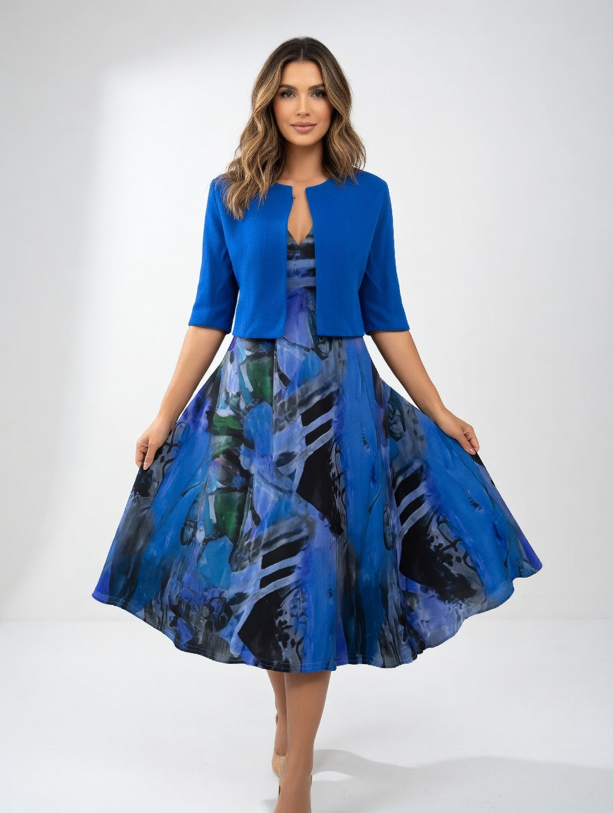 Danielle | Elegant Print Flowing Midi Dress