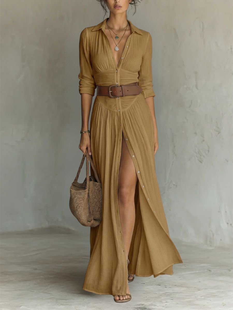 Alexia | Long Linen Maxi Dress