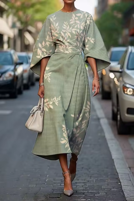 Ruvien | Elegant Midi Floral Dress
