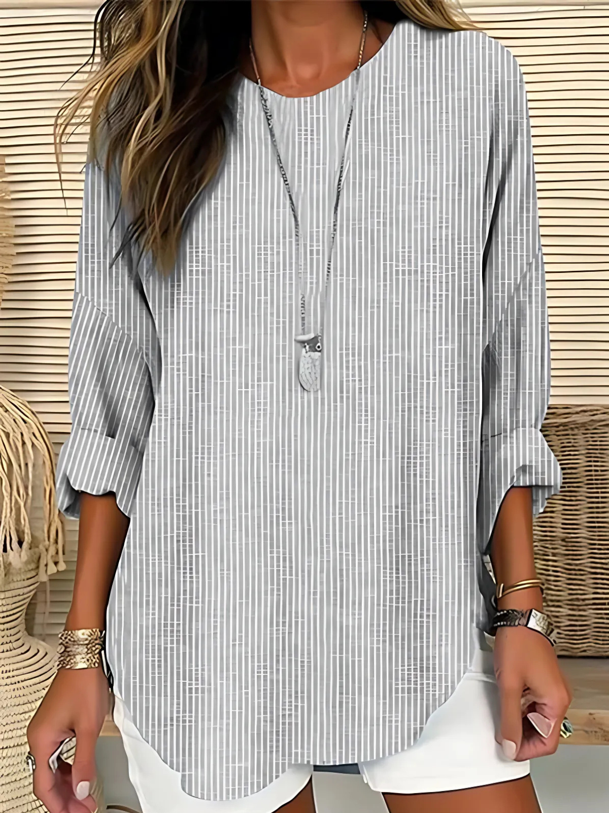 Amelia | Summer Trendy Striped Blouse