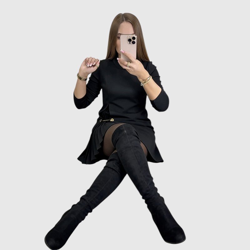 Sophie™ | Pleated A-Line Long Sleeve Dress