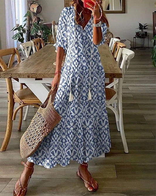 Seraphina |  Elegant Printed Midi Dress