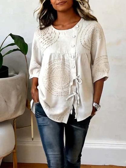 Nicole | Geometric Embroidered Casual Blouse