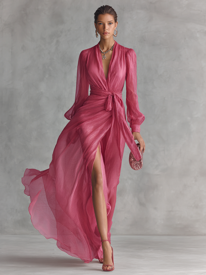 Rosa | Elegant Chiffon V-Neck Dress