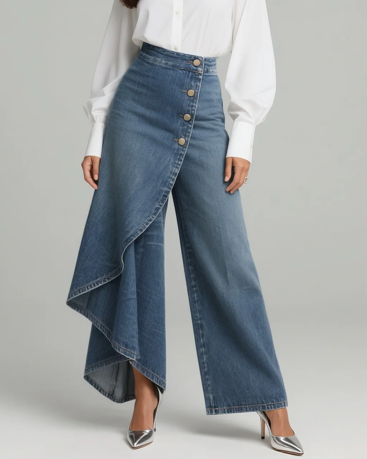 Chloe | Fashionable Denim Wrap Trousers