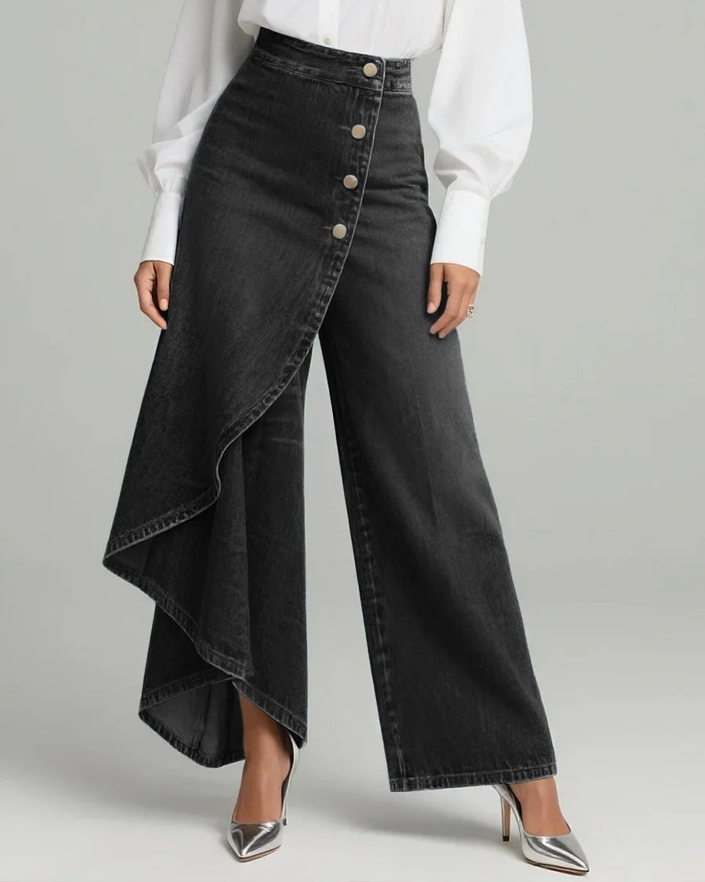 Chloe | Fashionable Denim Wrap Trousers
