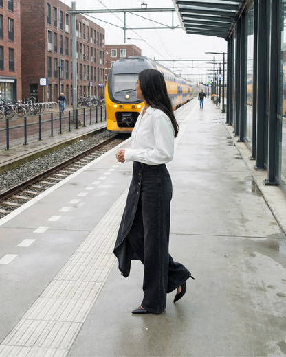 Chloe | Fashionable Denim Wrap Trousers