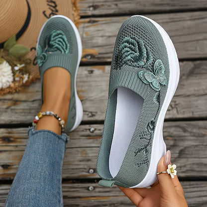 Leetha | Butterfly Embroidered Loafers