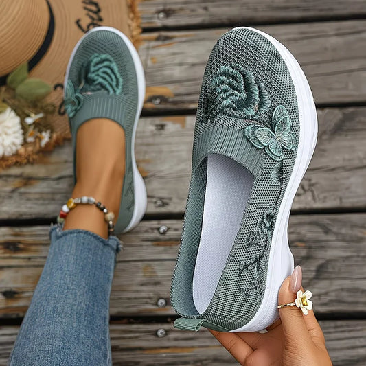 Leetha | Butterfly Embroidered Loafers