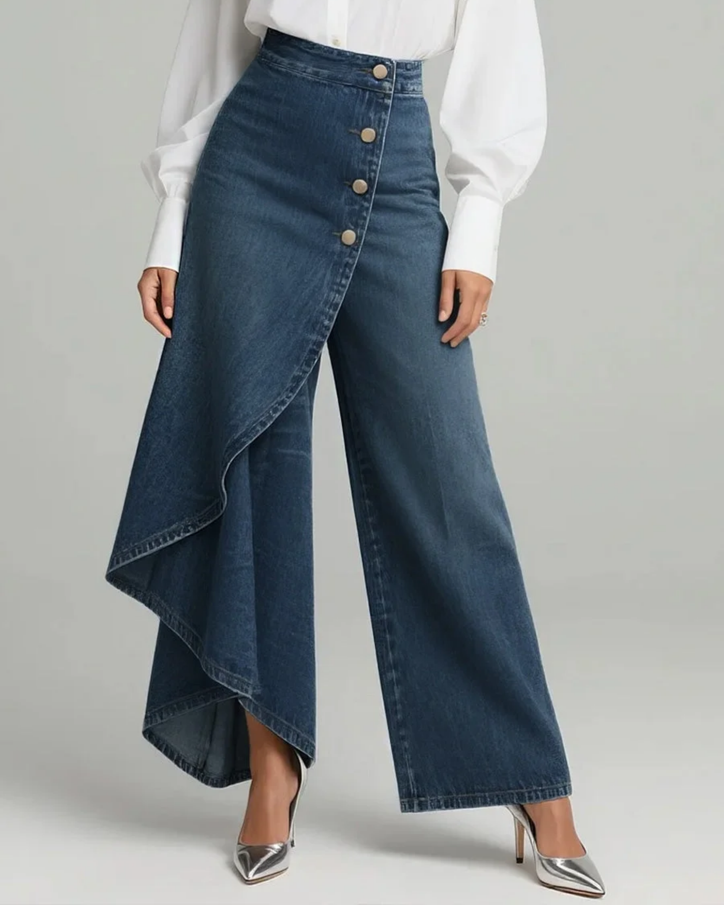 Chloe | Fashionable Denim Wrap Trousers