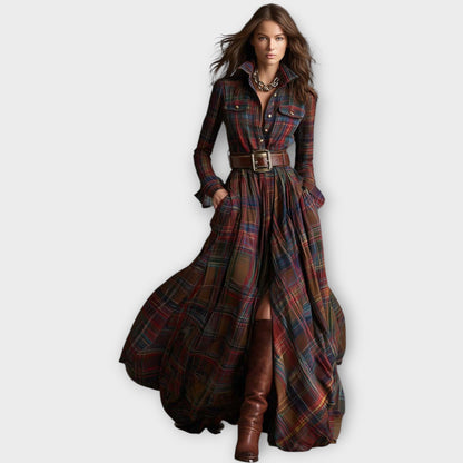 RETRO PLAID MAXI DRESS