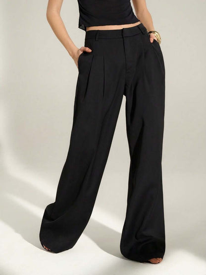 High Waist Pleated Wide Leg Pants