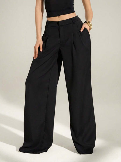 High Waist Pleated Wide Leg Pants