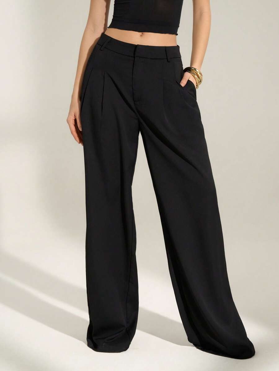 High Waist Pleated Wide Leg Pants