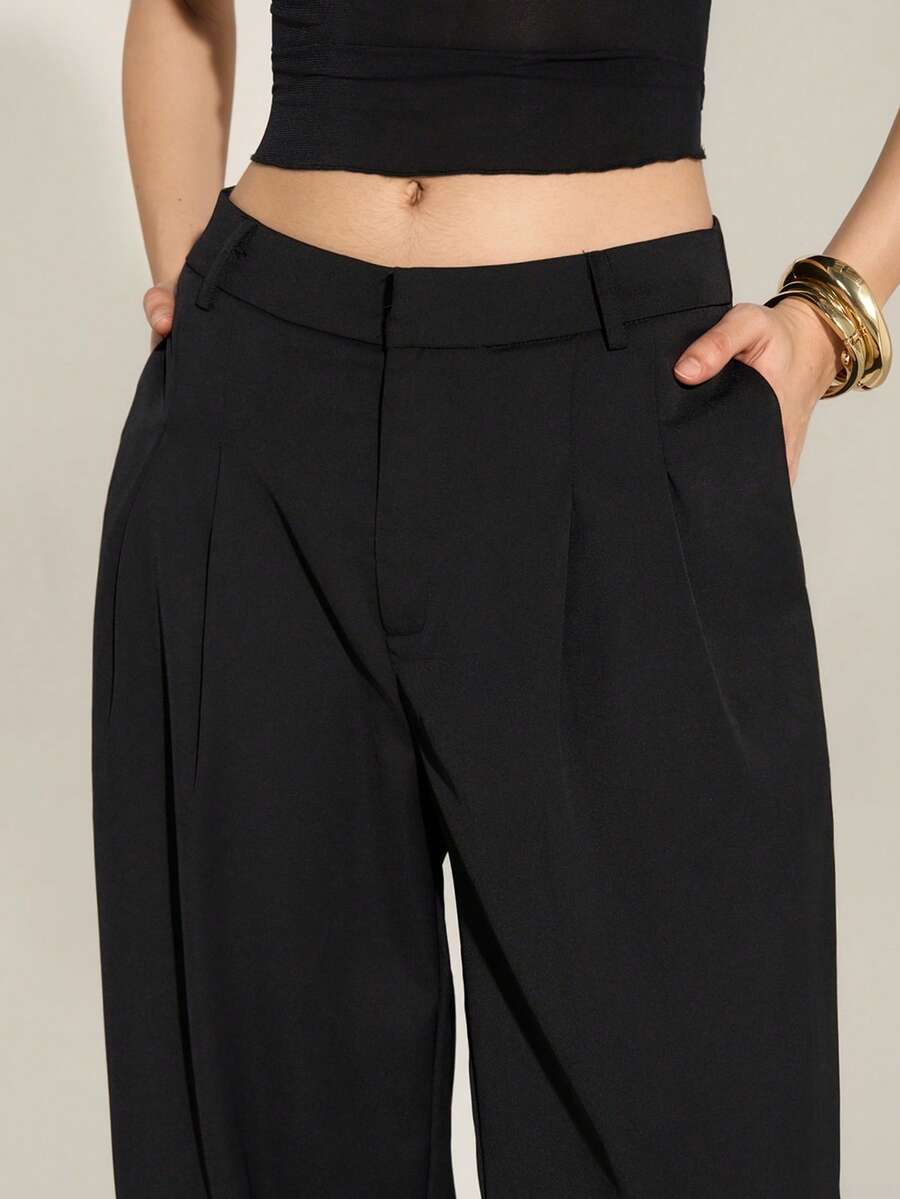 High Waist Pleated Wide Leg Pants