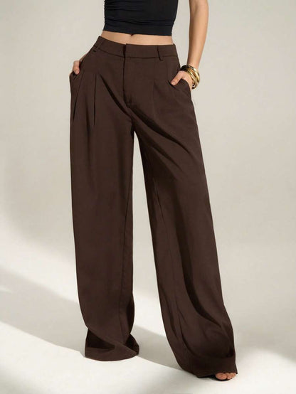 High Waist Pleated Wide Leg Pants