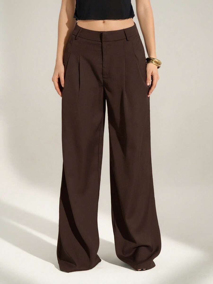 High Waist Pleated Wide Leg Pants