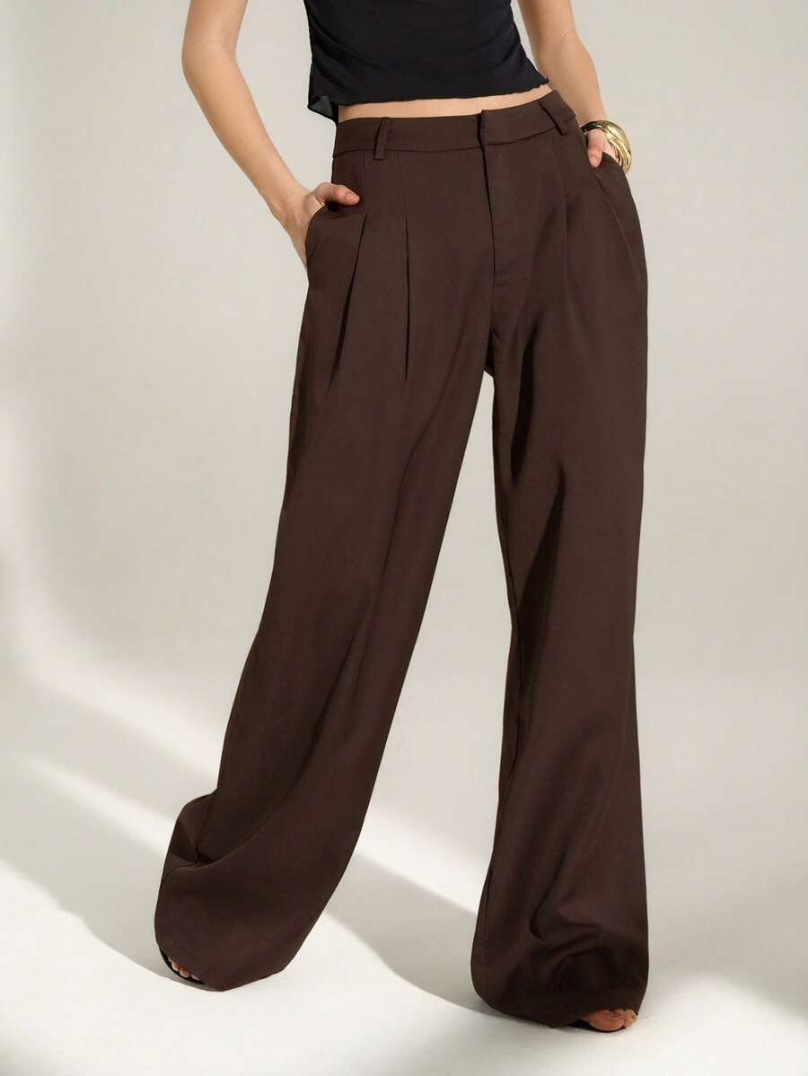 High Waist Pleated Wide Leg Pants