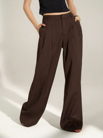 High Waist Pleated Wide Leg Pants