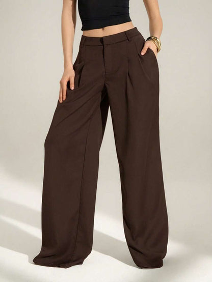 High Waist Pleated Wide Leg Pants
