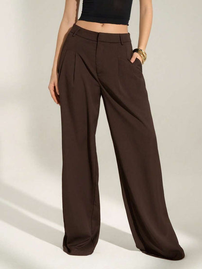 High Waist Pleated Wide Leg Pants