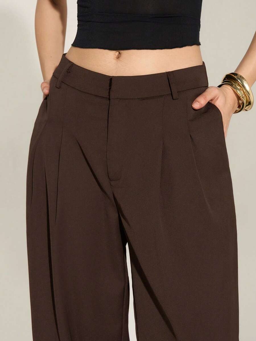 High Waist Pleated Wide Leg Pants