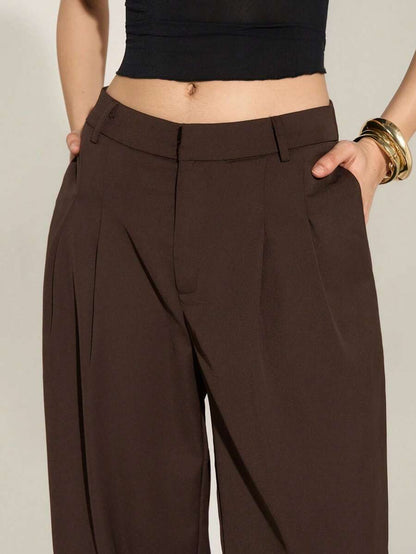 High Waist Pleated Wide Leg Pants