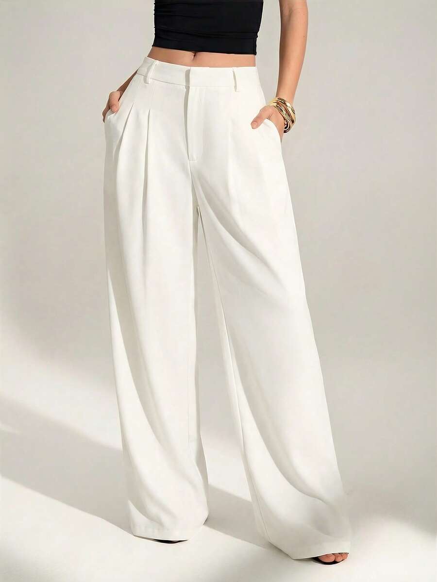 High Waist Pleated Wide Leg Pants