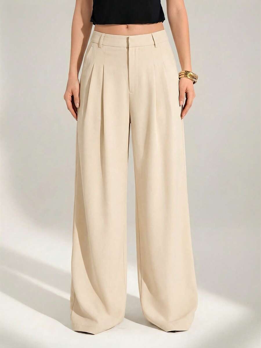 High Waist Pleated Wide Leg Pants