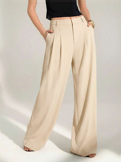 High Waist Pleated Wide Leg Pants