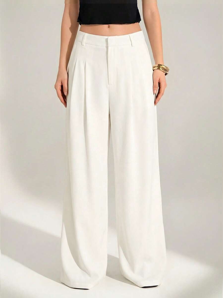 High Waist Pleated Wide Leg Pants