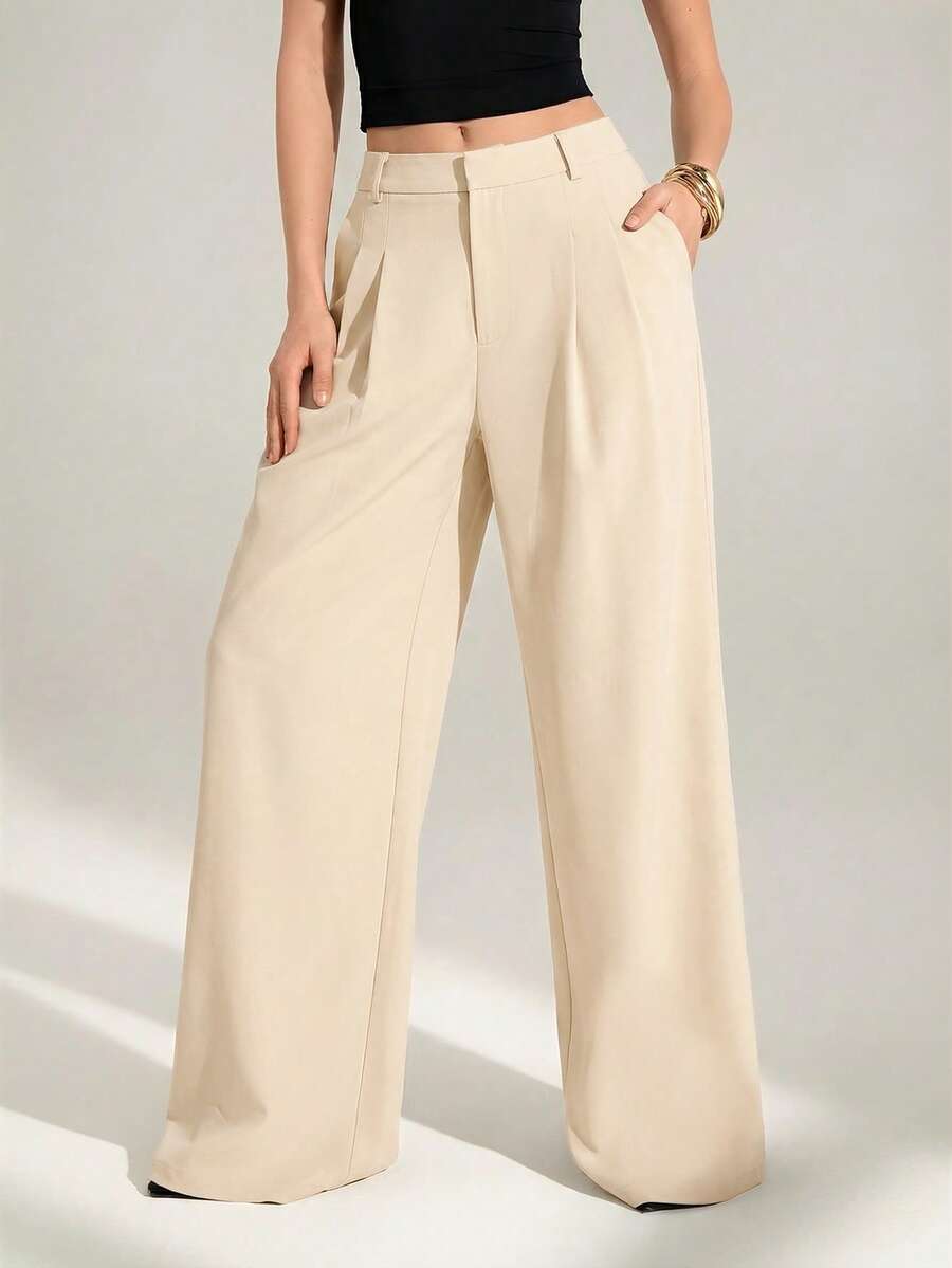 High Waist Pleated Wide Leg Pants