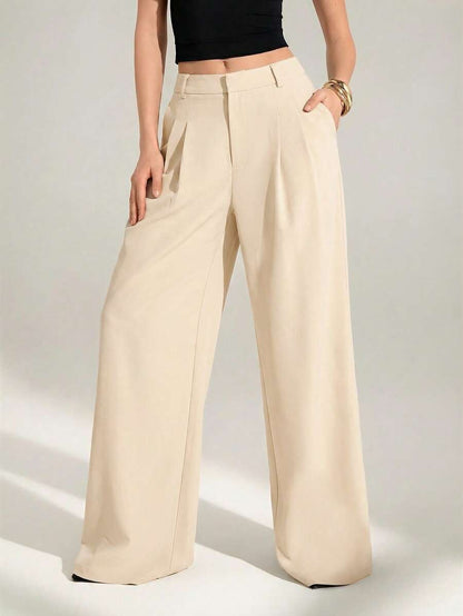 High Waist Pleated Wide Leg Pants