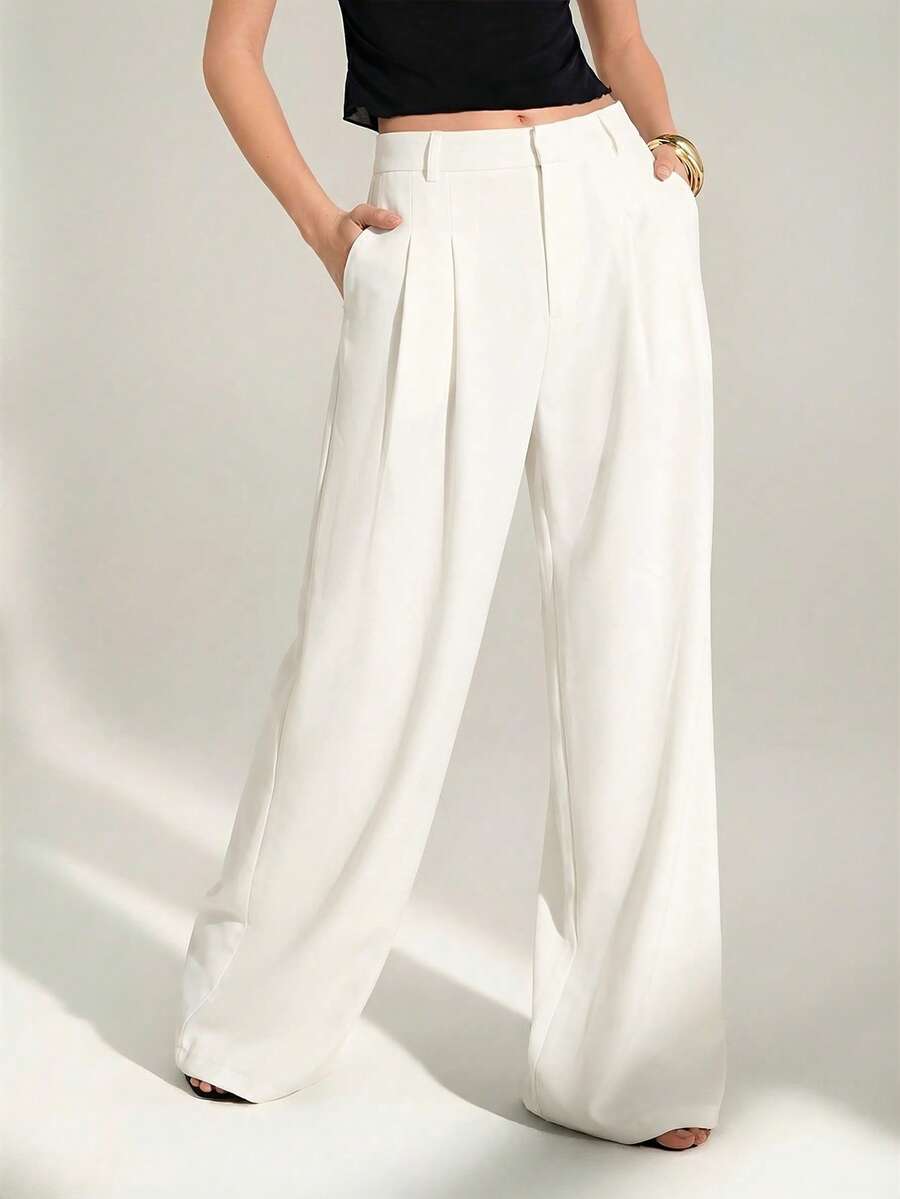 High Waist Pleated Wide Leg Pants