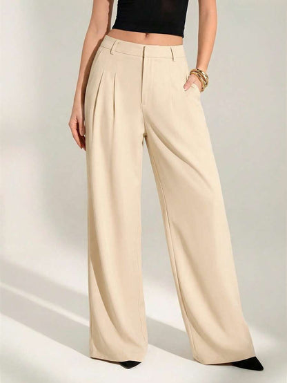 High Waist Pleated Wide Leg Pants