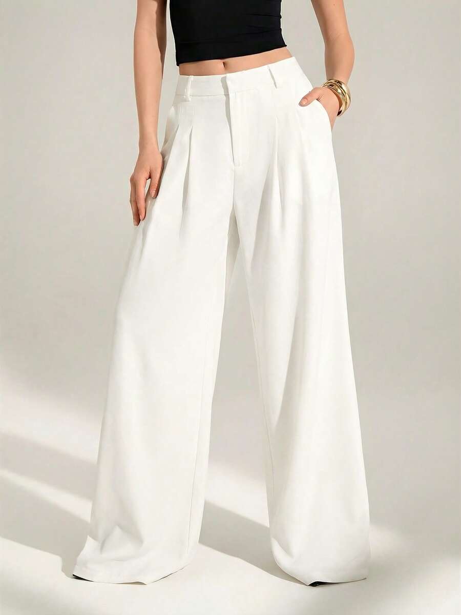 High Waist Pleated Wide Leg Pants