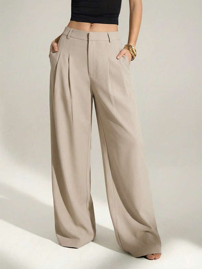 High Waist Pleated Wide Leg Pants