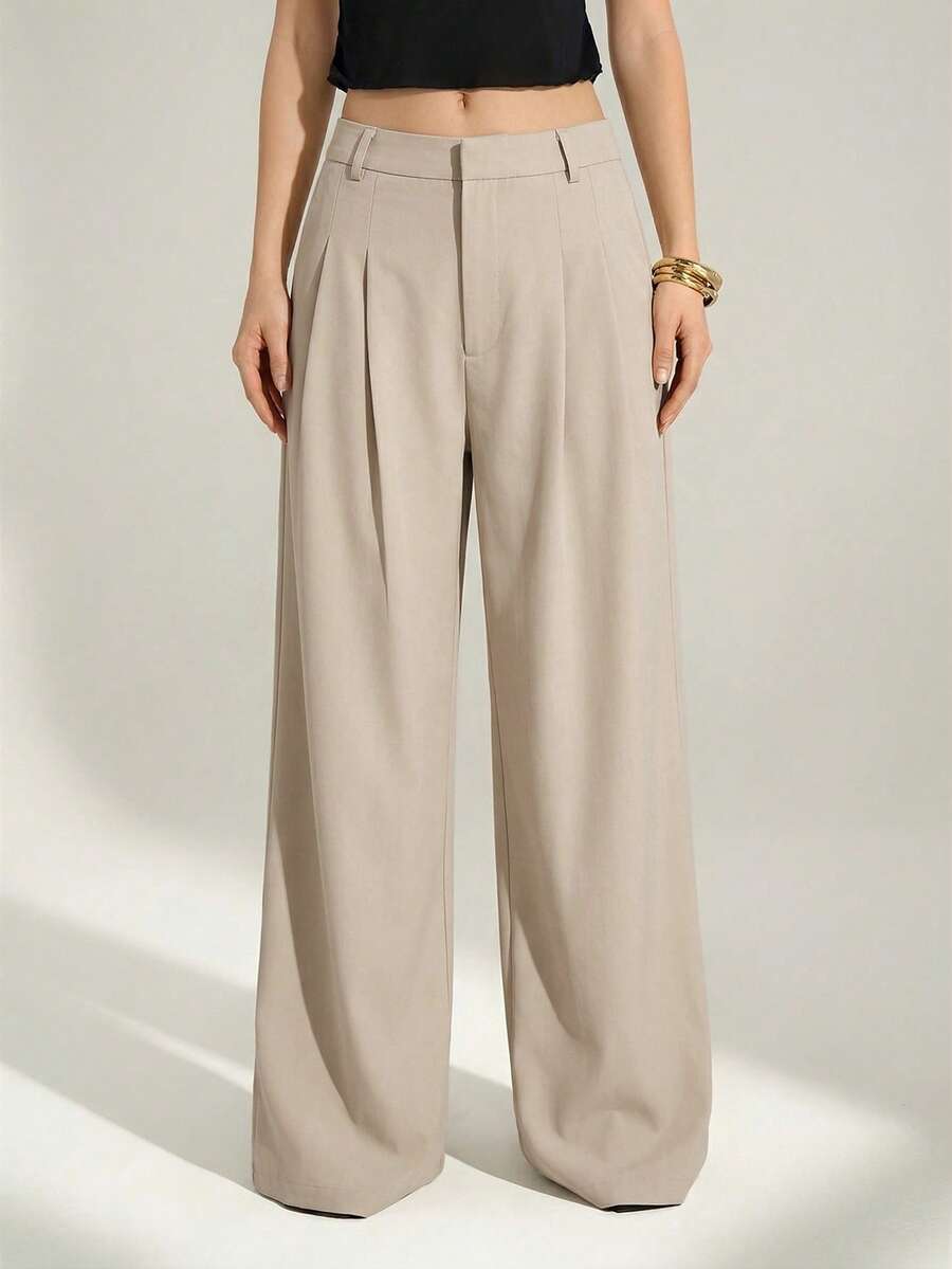 High Waist Pleated Wide Leg Pants