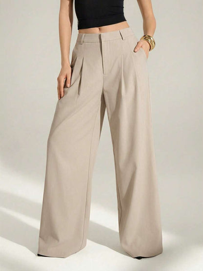 High Waist Pleated Wide Leg Pants