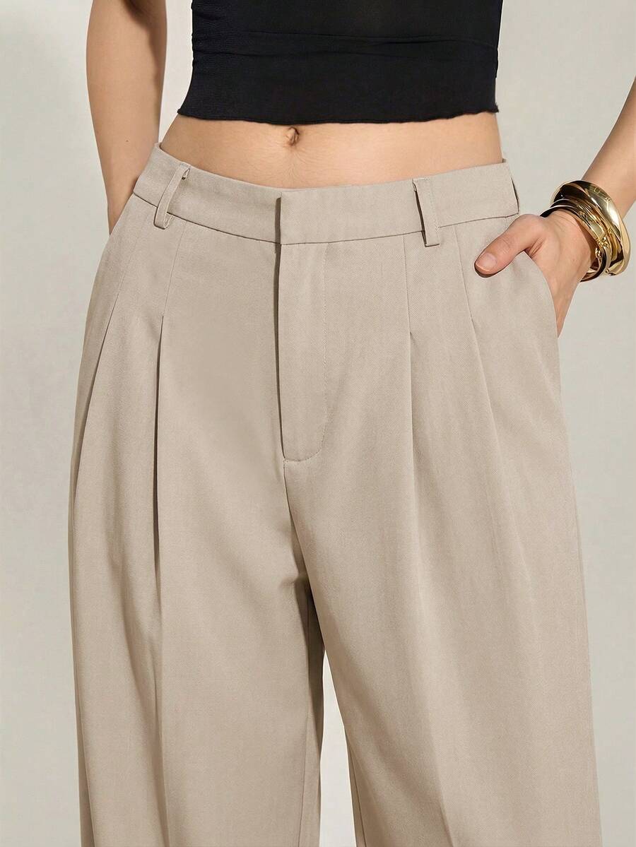 High Waist Pleated Wide Leg Pants