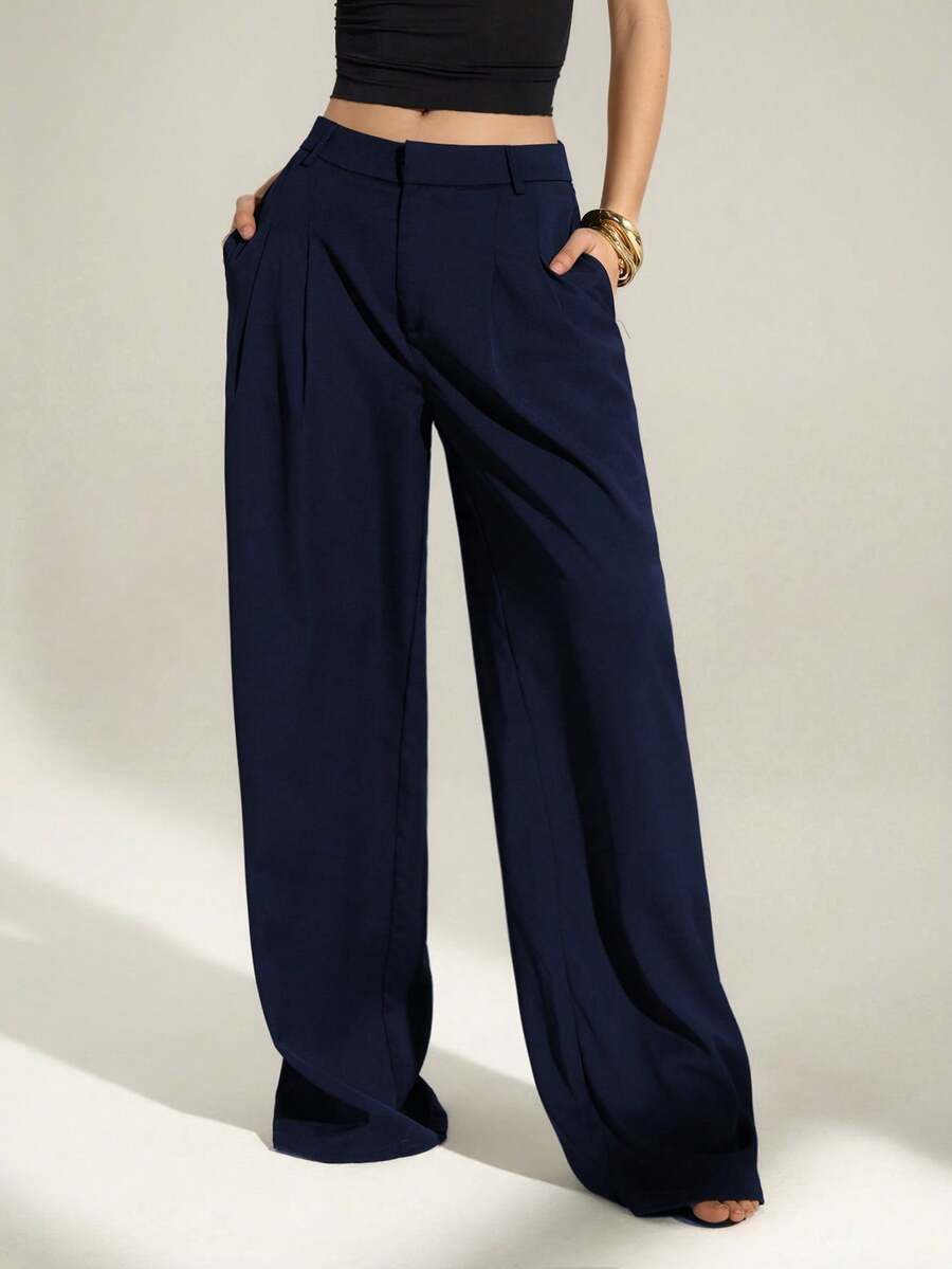 High Waist Pleated Wide Leg Pants