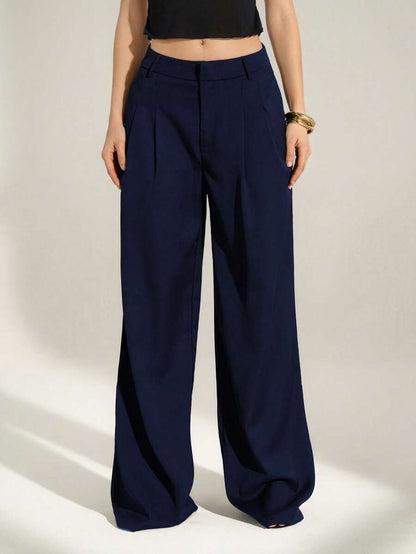 High Waist Pleated Wide Leg Pants
