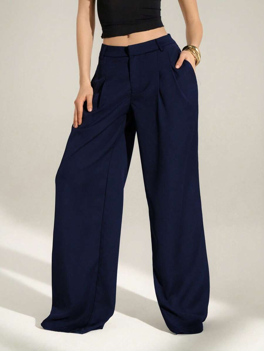 High Waist Pleated Wide Leg Pants