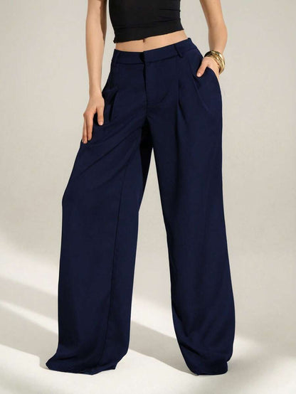 High Waist Pleated Wide Leg Pants