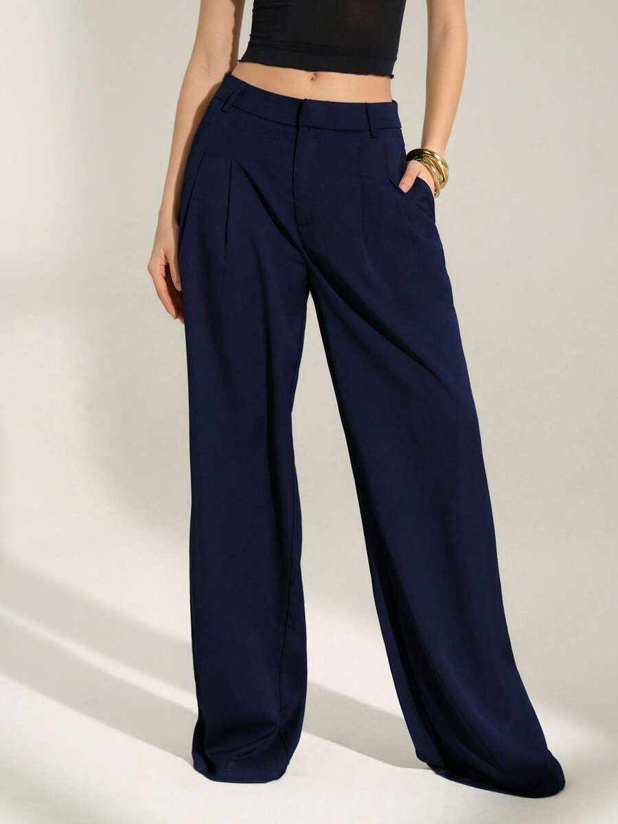 High Waist Pleated Wide Leg Pants