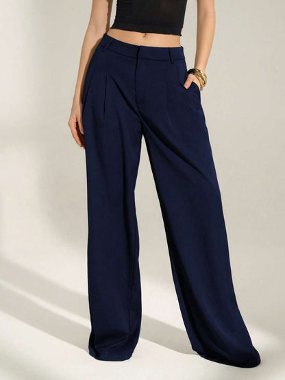 High Waist Pleated Wide Leg Pants