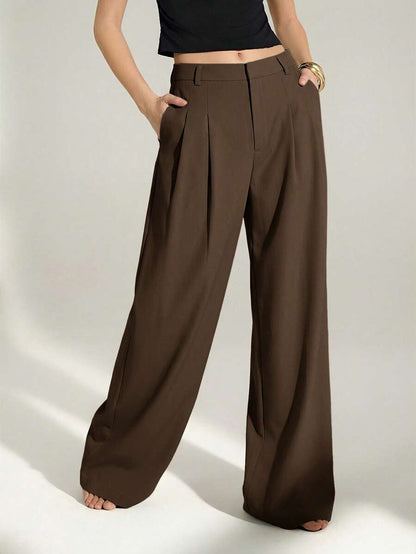 High Waist Pleated Wide Leg Pants
