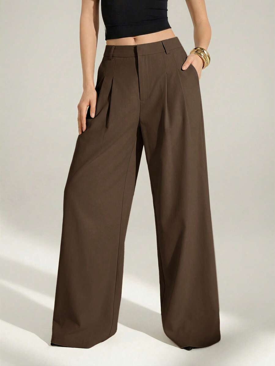 High Waist Pleated Wide Leg Pants