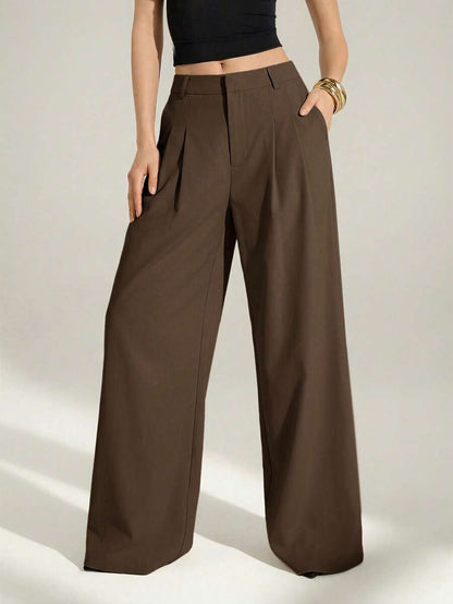 High Waist Pleated Wide Leg Pants